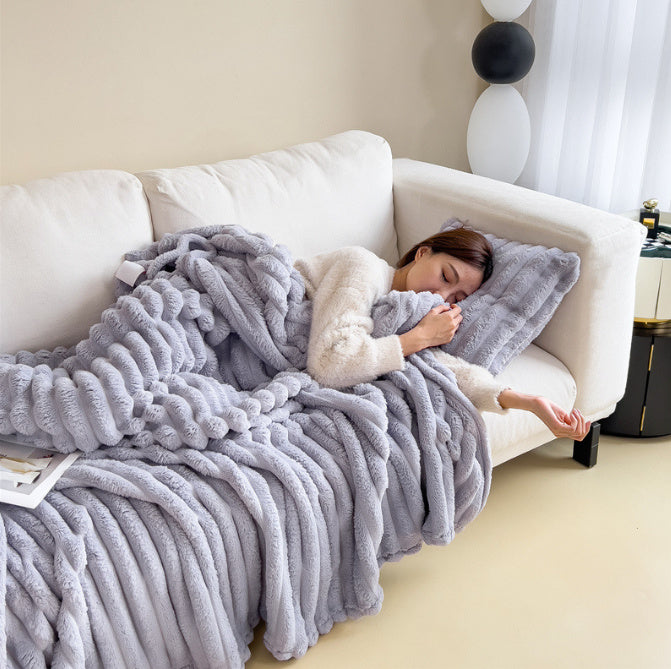 Fur Blankets Double-sided Thickening Cover Throw Warm Fur Blanket