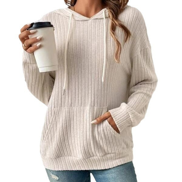 Drawstring Long-sleeved Hooded