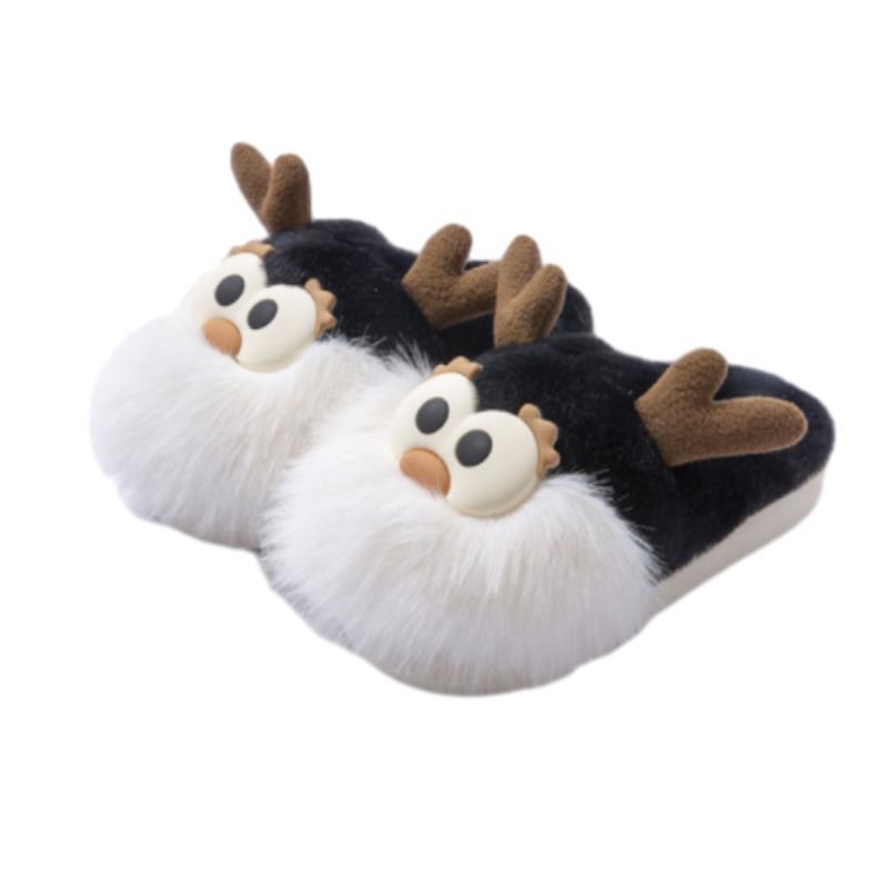 Cute Cartoon Christmas Deer Cotton Slippers