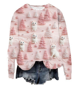 Loose Christmas Tree Pullover Women's Round Neck Sweater