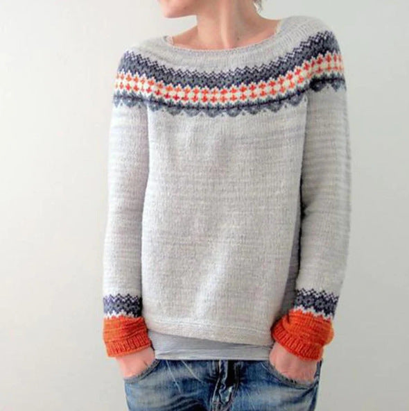 Women's Round-neck Loose Multicolor Fashion Pullover Sweater