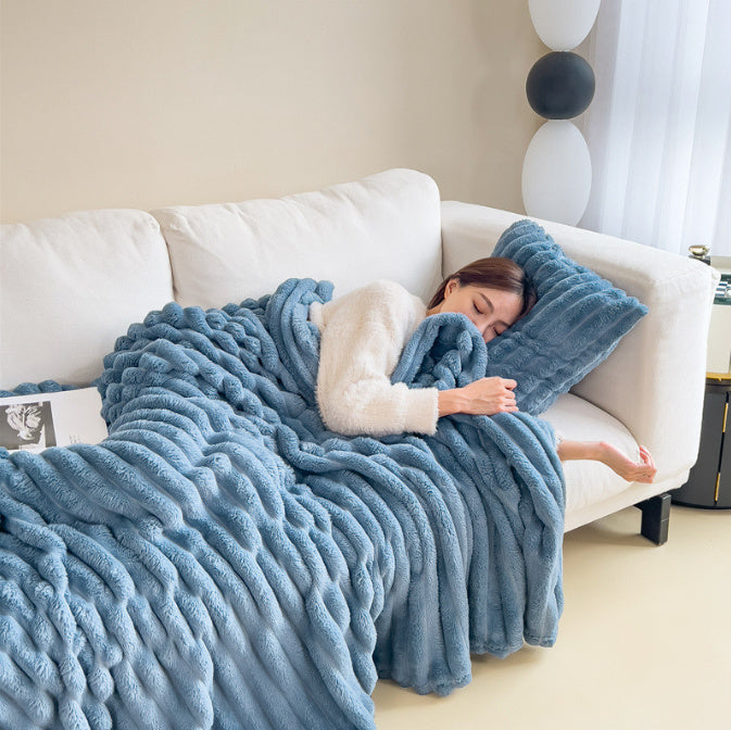 Fur Blankets Double-sided Thickening Cover Throw Warm Fur Blanket