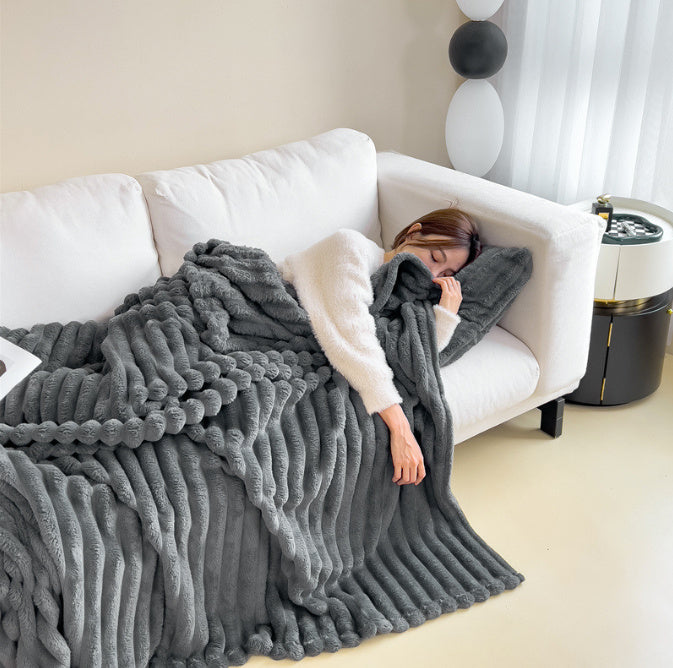 Fur Blankets Double-sided Thickening Cover Throw Warm Fur Blanket