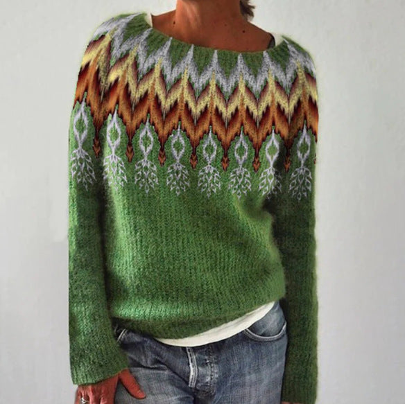 Women's Round-neck Loose Multicolor Fashion Pullover Sweater