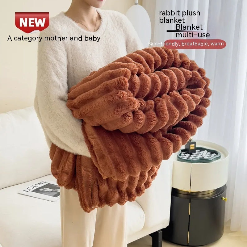 Fur Blankets Double-sided Thickening Cover Throw Warm Fur Blanket