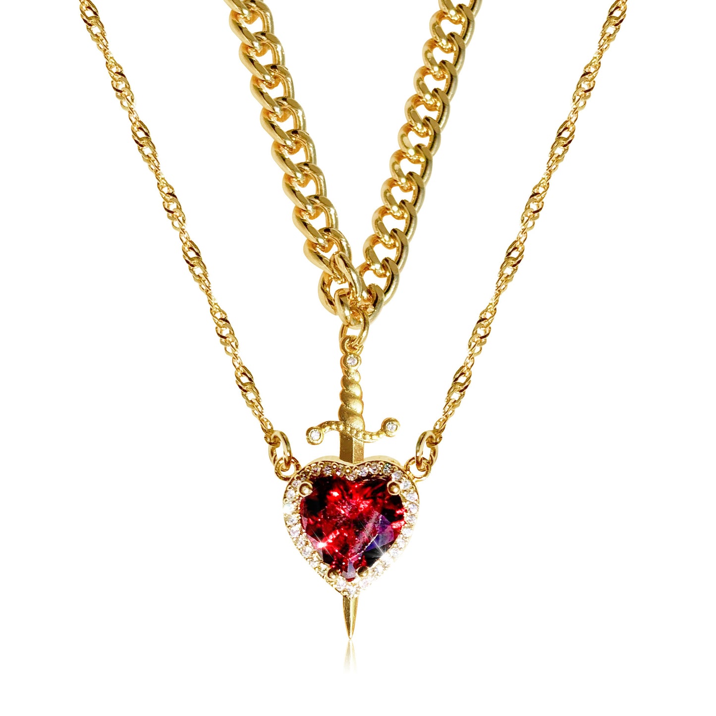 One Arrow Through The Heart Creative Two Color Couple Necklace
