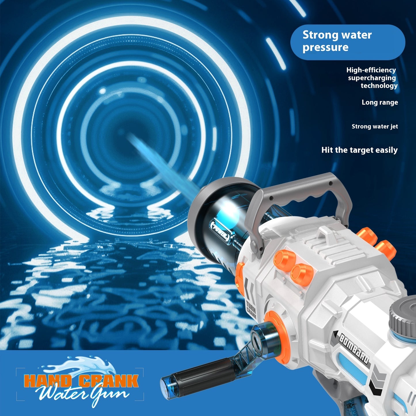 Continuous air Hand-cranking Gatling Water Gun Large Capacity Toy Water Gun