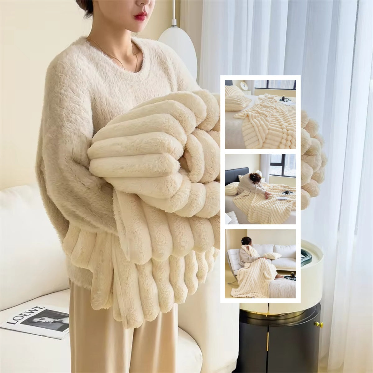 Fur Blankets Double-sided Thickening Cover Throw Warm Fur Blanket