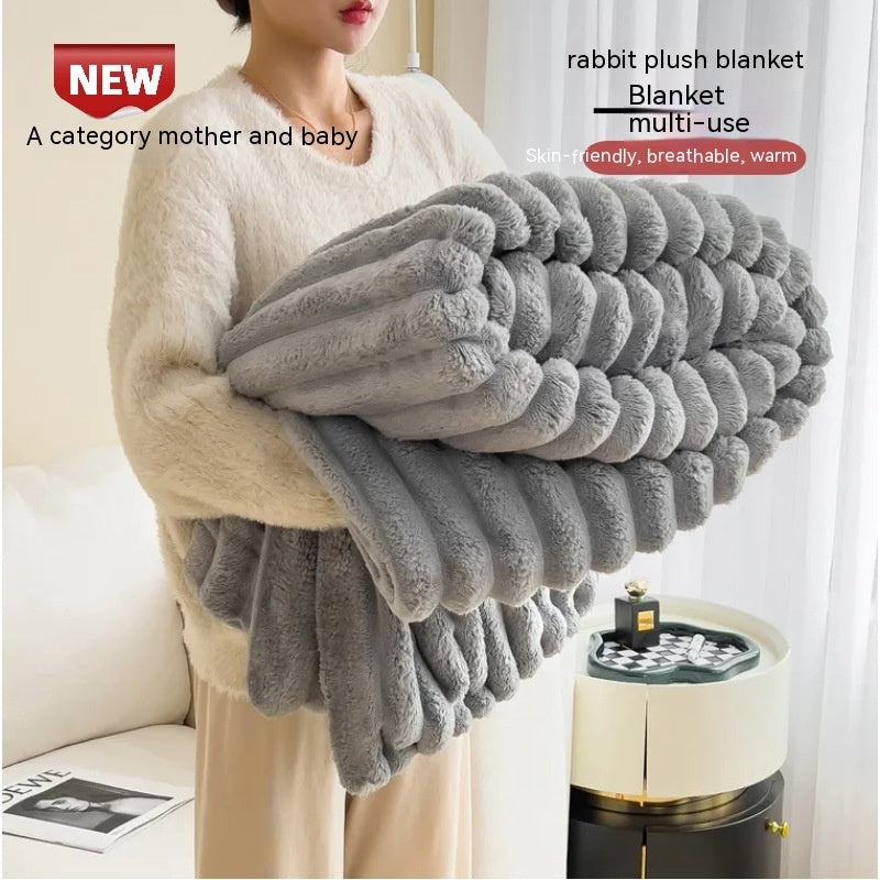 Fur Blankets Double-sided Thickening Cover Throw Warm Fur Blanket