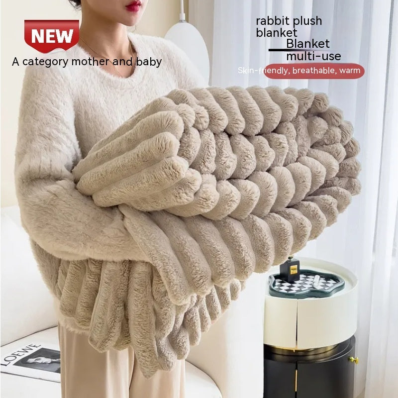 Fur Blankets Double-sided Thickening Cover Throw Warm Fur Blanket