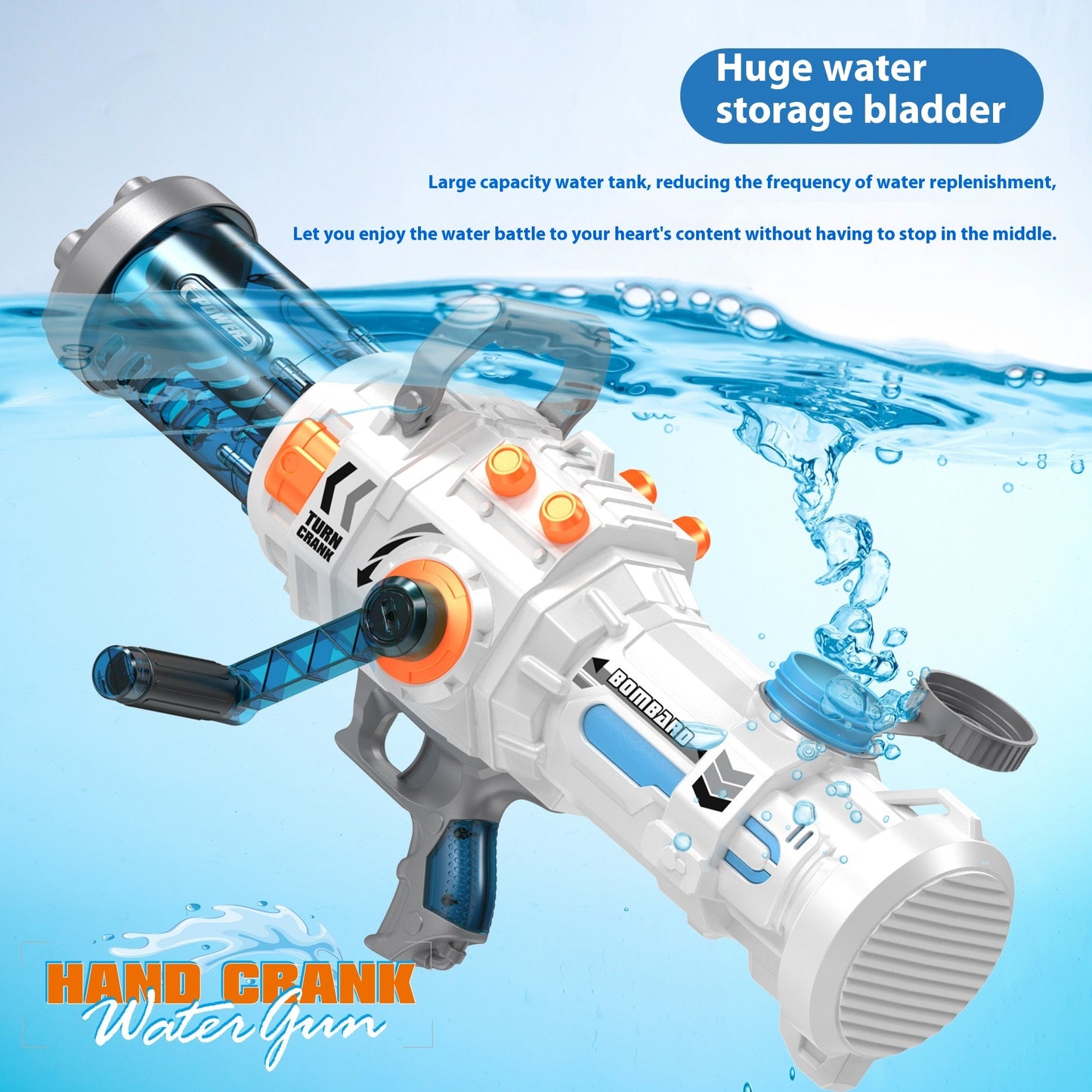 Continuous air Hand-cranking Gatling Water Gun Large Capacity Toy Water Gun