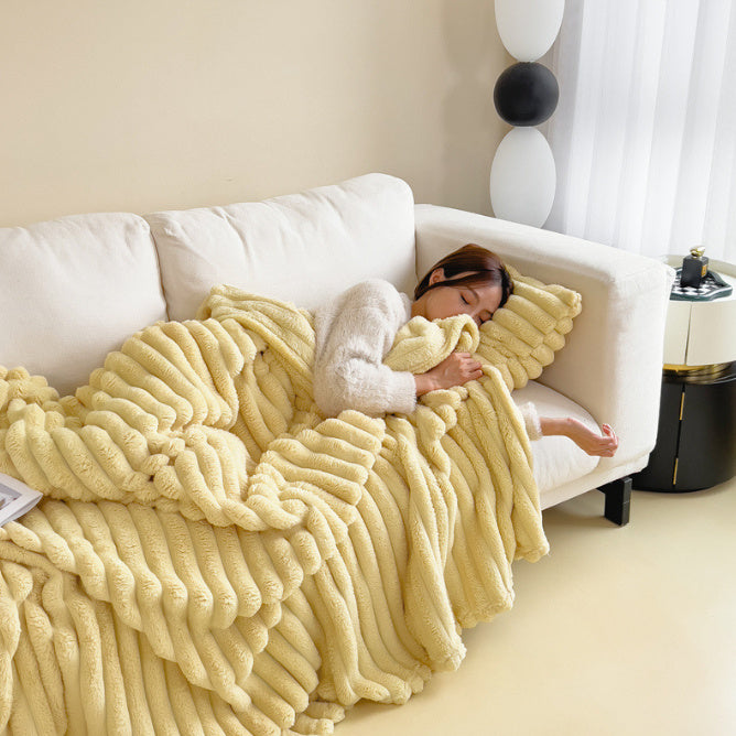 Fur Blankets Double-sided Thickening Cover Throw Warm Fur Blanket