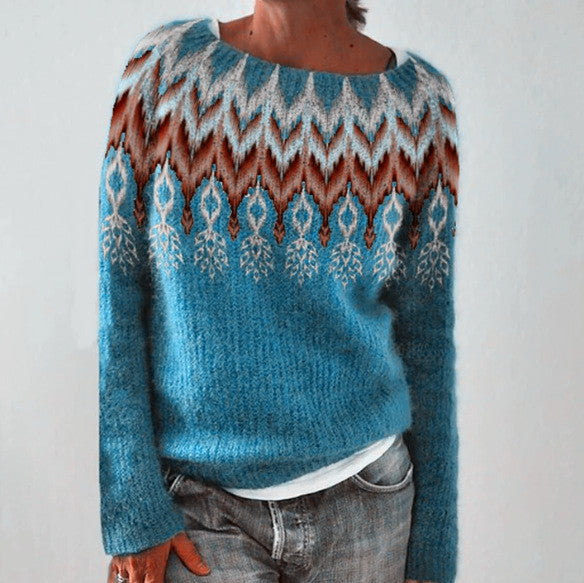 Women's Round-neck Loose Multicolor Fashion Pullover Sweater