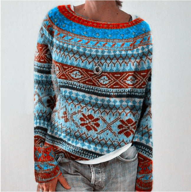 Women's Round-neck Loose Multicolor Fashion Pullover Sweater