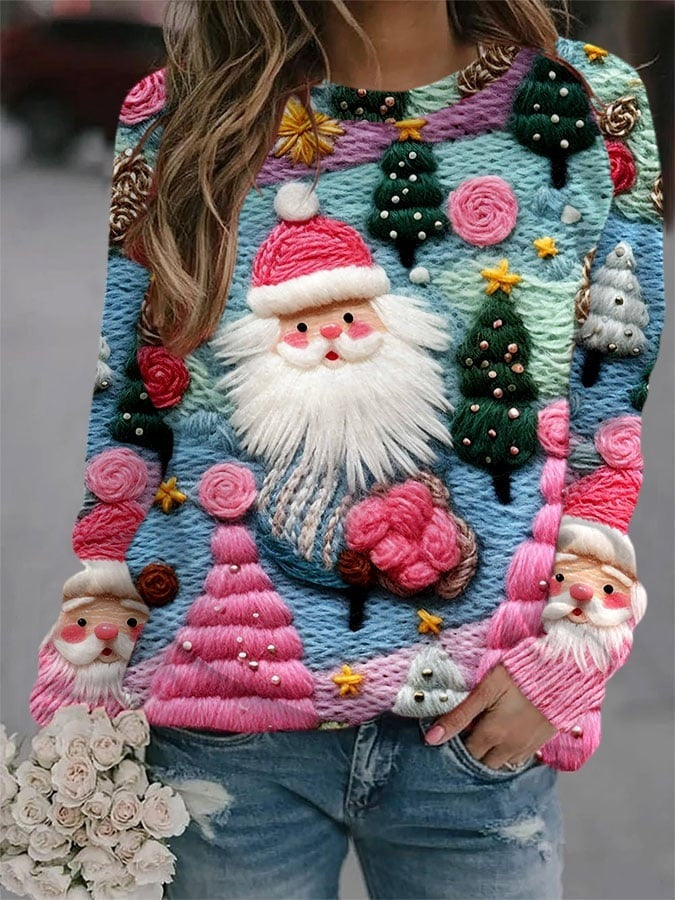 Loose Christmas Tree Pullover Women's Round Neck Sweater
