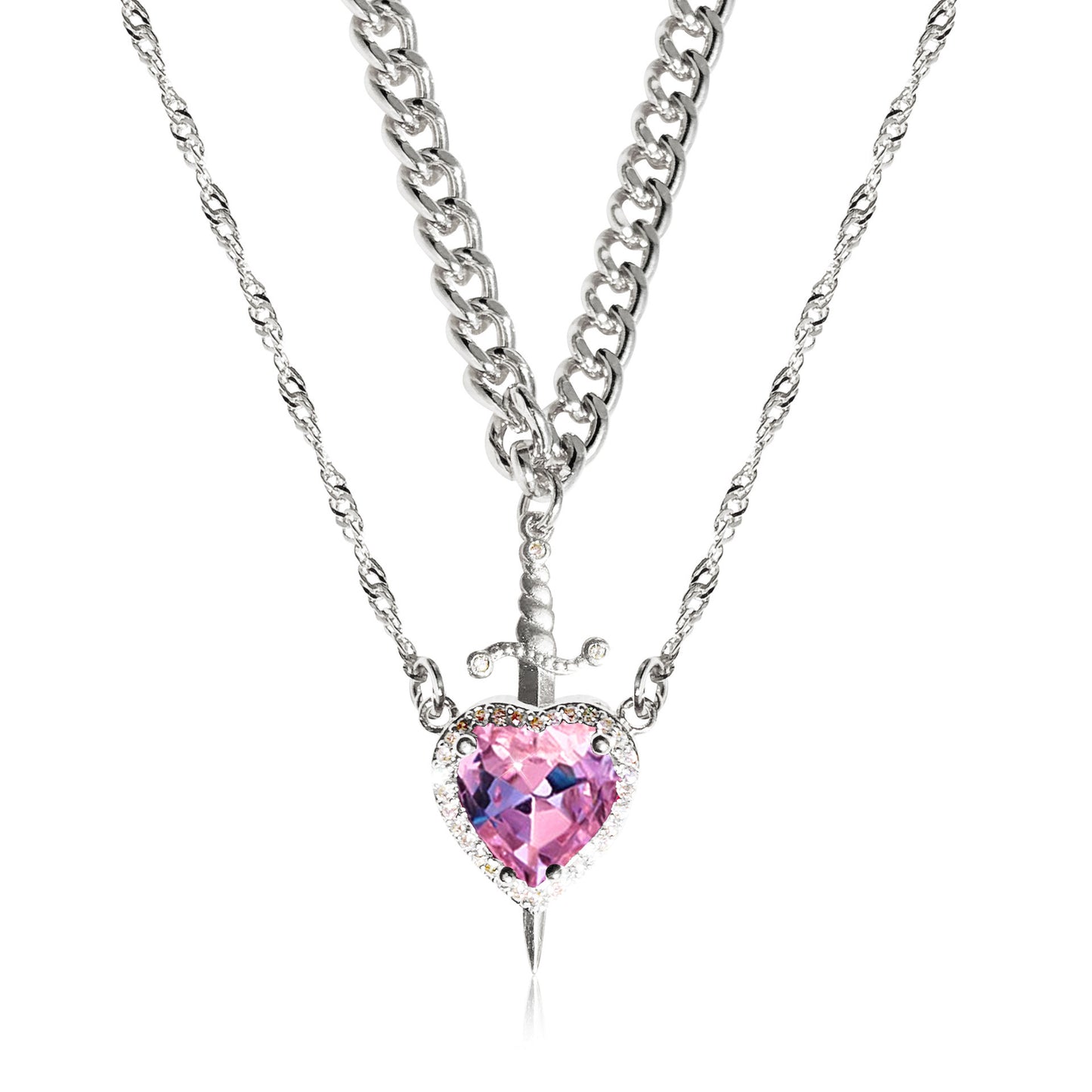 One Arrow Through The Heart Creative Two Color Couple Necklace