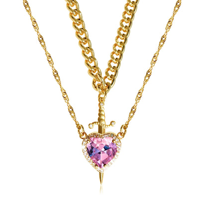 One Arrow Through The Heart Creative Two Color Couple Necklace