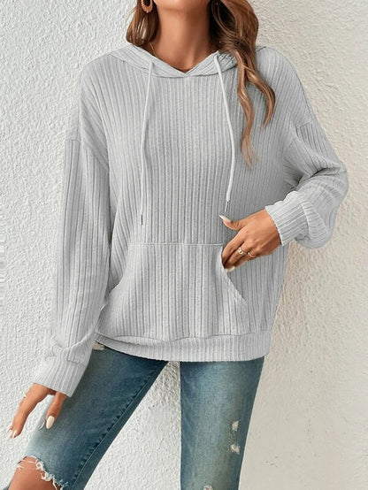 Drawstring Long-sleeved Hooded