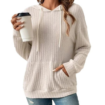 Drawstring Long-sleeved Hooded