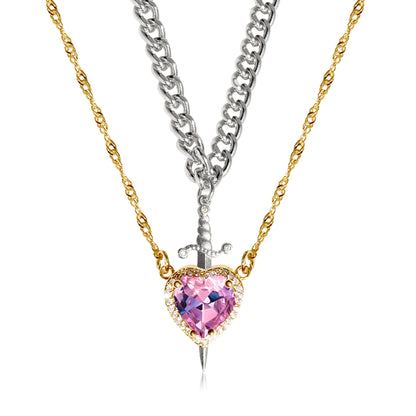 One Arrow Through The Heart Creative Two Color Couple Necklace