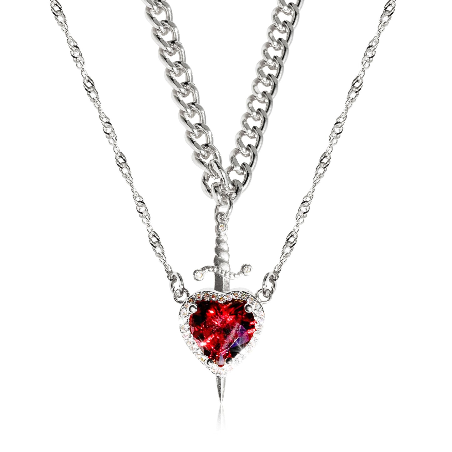 One Arrow Through The Heart Creative Two Color Couple Necklace