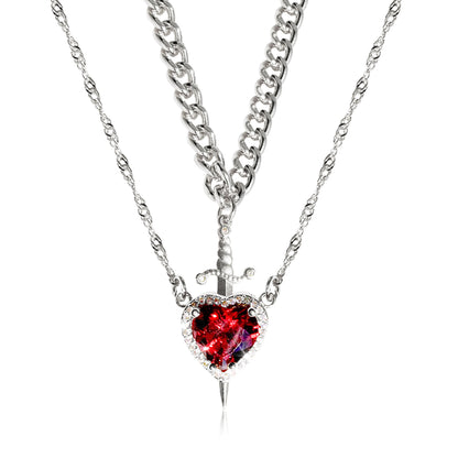 One Arrow Through The Heart Creative Two Color Couple Necklace