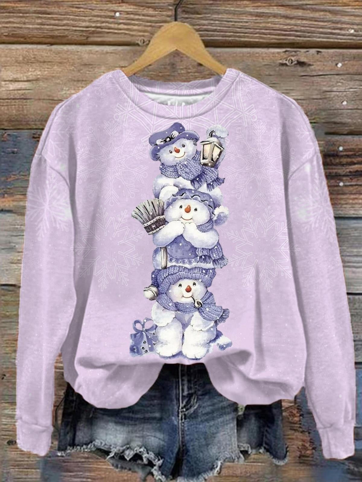 Loose Christmas Tree Pullover  Women's Round Neck Sweater