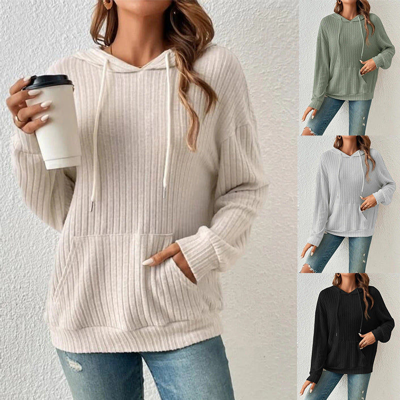 Drawstring Long-sleeved Hooded