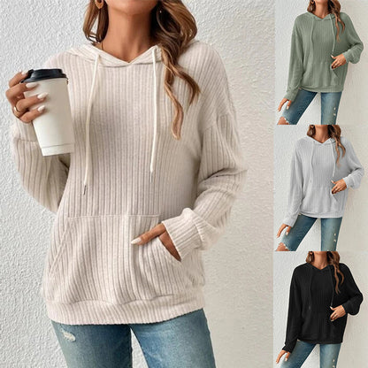 Drawstring Long-sleeved Hooded
