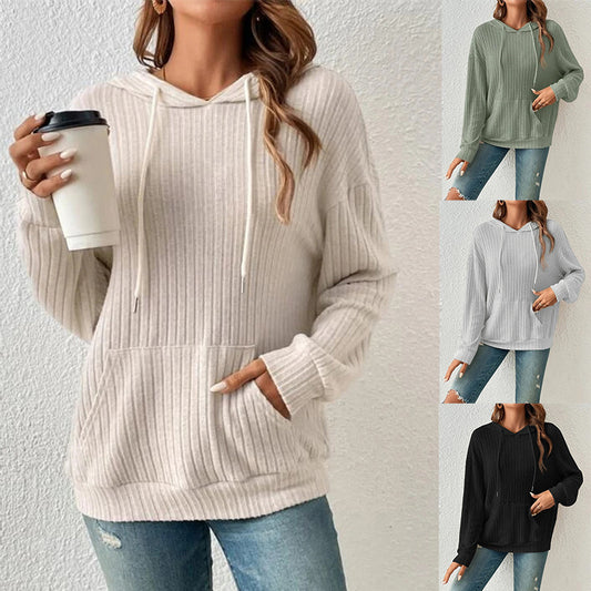 Drawstring Long-sleeved Hooded