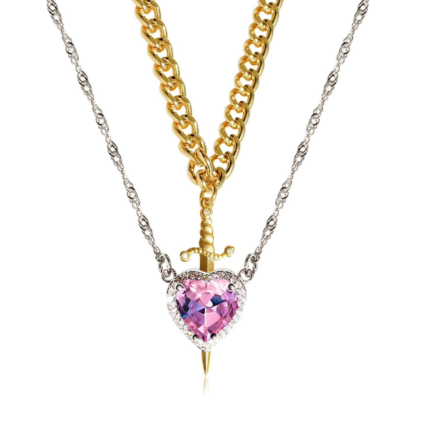 One Arrow Through The Heart Creative Two Color Couple Necklace