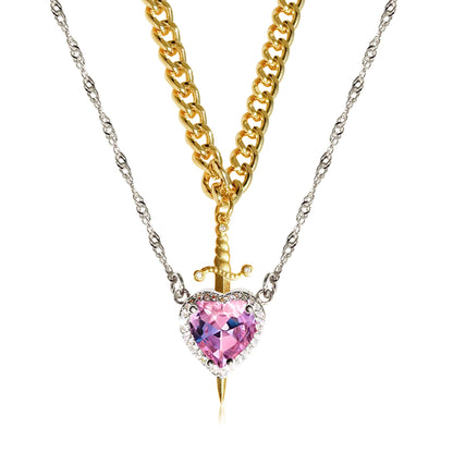 One Arrow Through The Heart Creative Two Color Couple Necklace