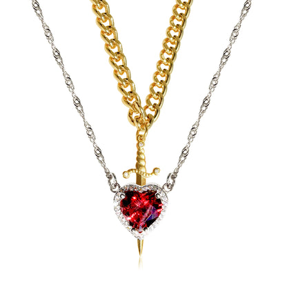 One Arrow Through The Heart Creative Two Color Couple Necklace