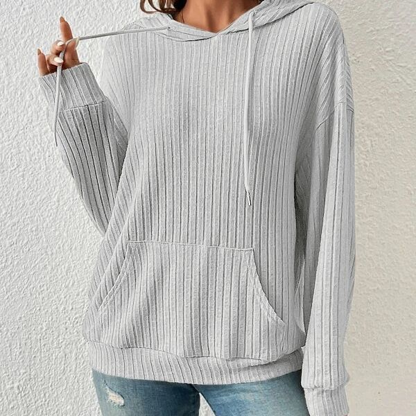 Drawstring Long-sleeved Hooded