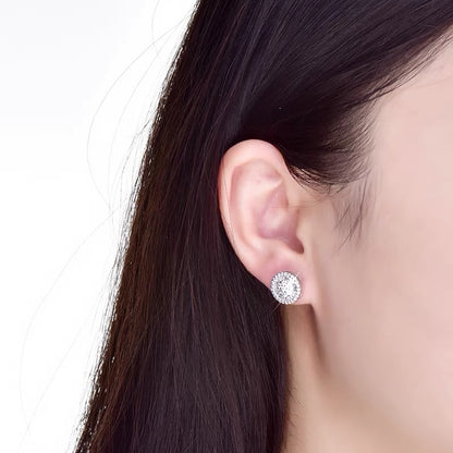 Big Round Zircon-encrusted Stud Earrings