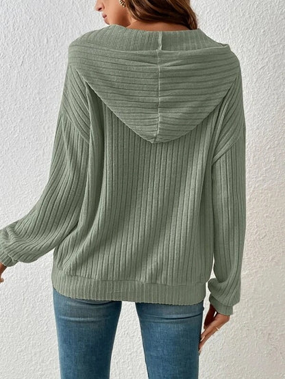 Drawstring Long-sleeved Hooded